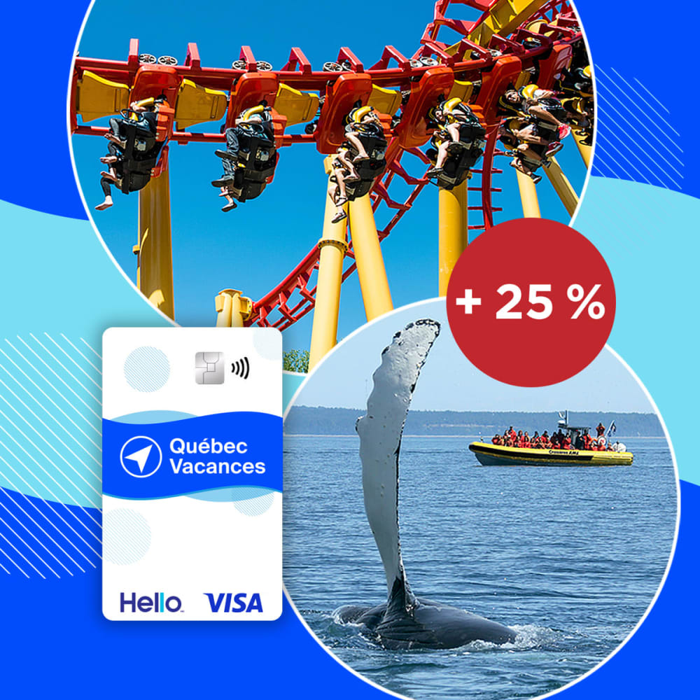 Carte-cadeau touristique Québec Vacances, propulsée par Hello-Visa