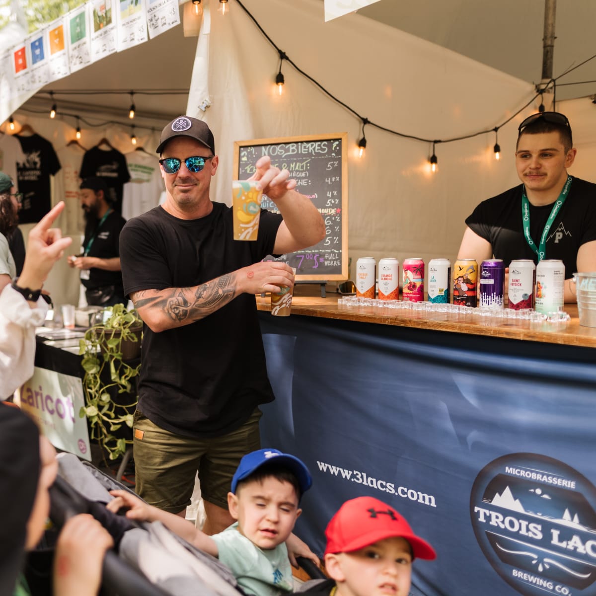 Family at a festival booth.