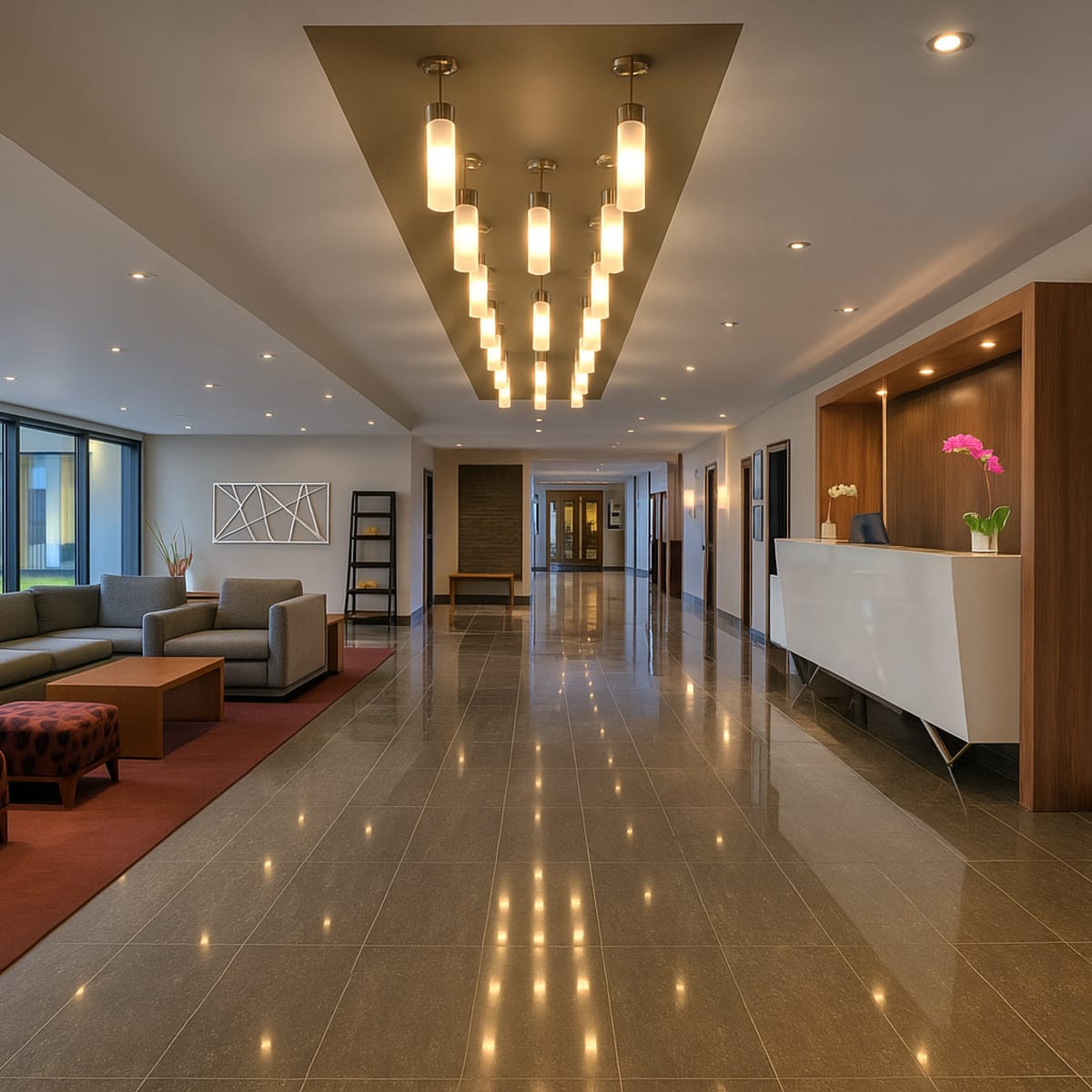 Hall d'accueil de l'Hôtel Forestel