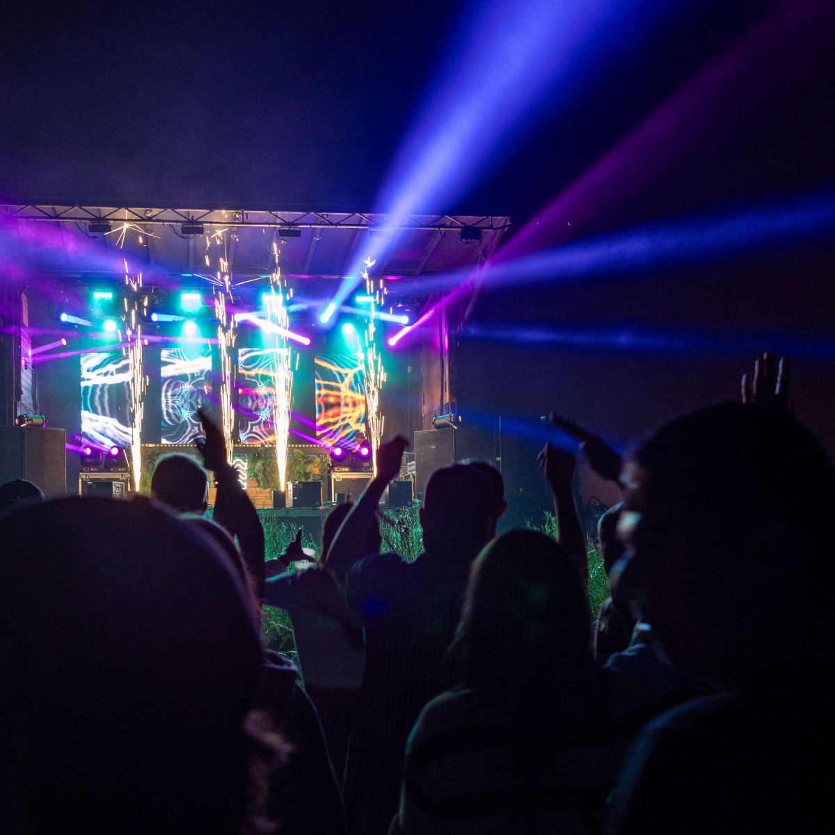 M DGTL - A show stage at night, with lights in a variety of colors.