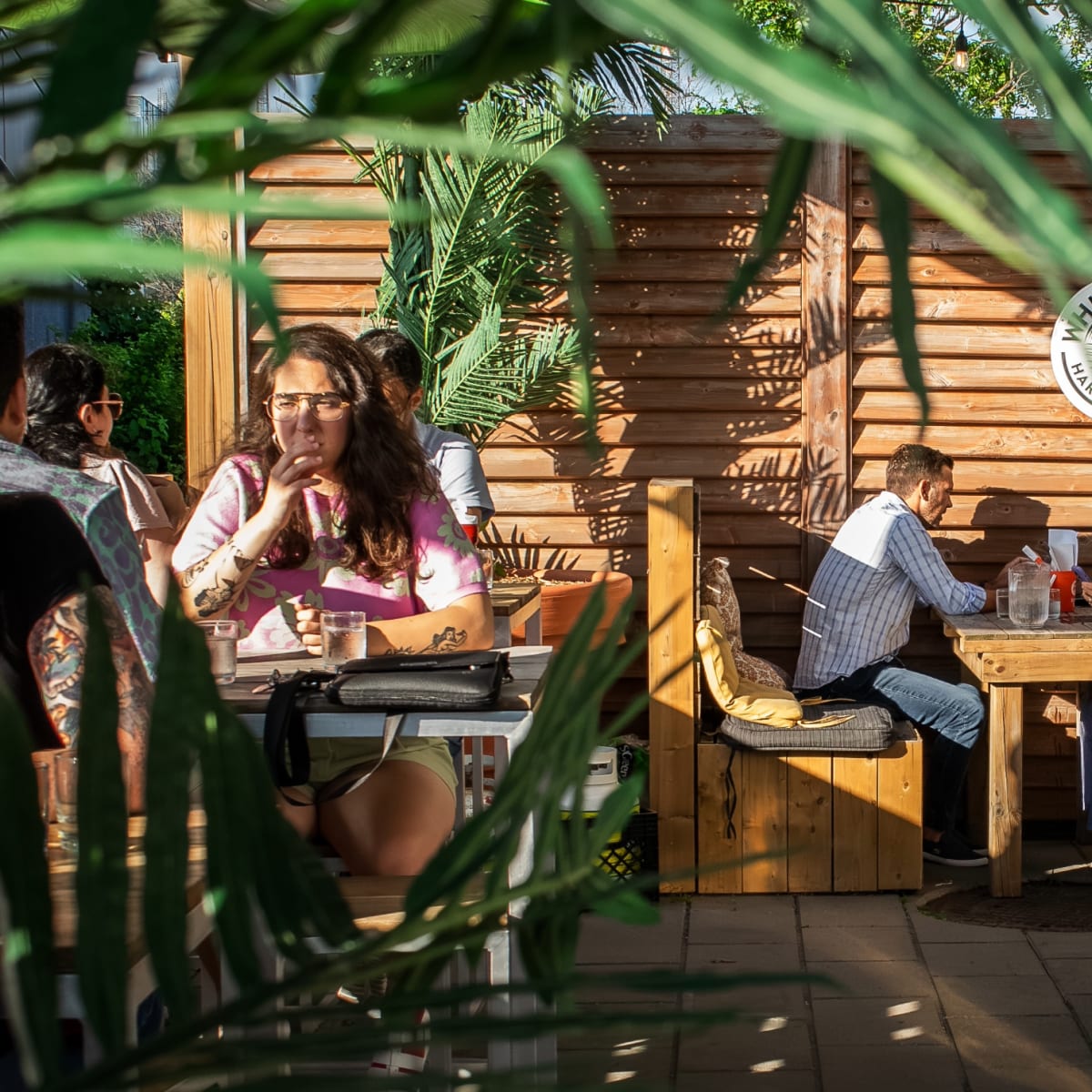Tropical decor at Le Turf restaurant
