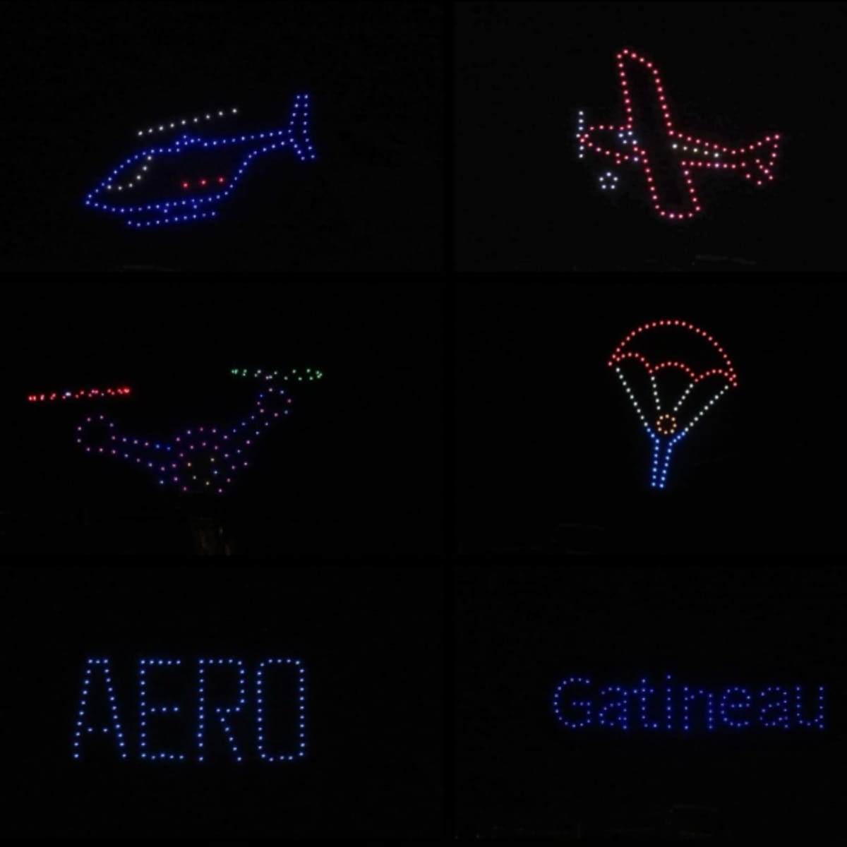 AERO Gatineau-Ottawa Airshow - Illuminated drones form multiple shapes in the sky