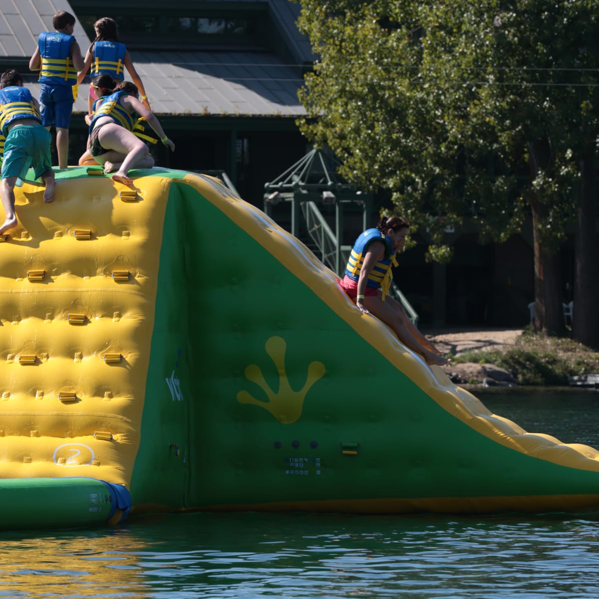 Inflatable water games at Parc Jean-Drapeau.