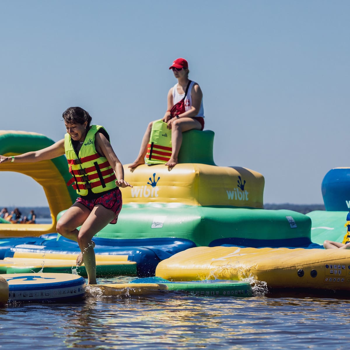 Inflatable water games at Oka Beach.