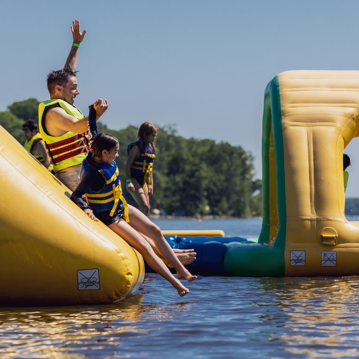 Inflatable water games at Oka Beach.