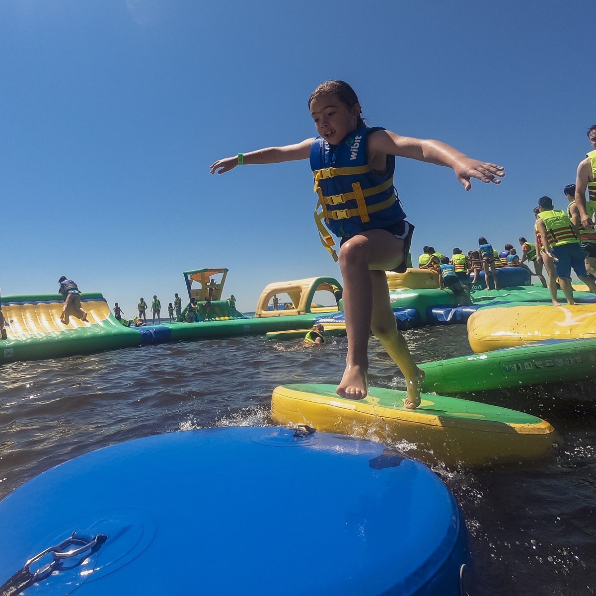 Inflatable water games at Oka Beach.
