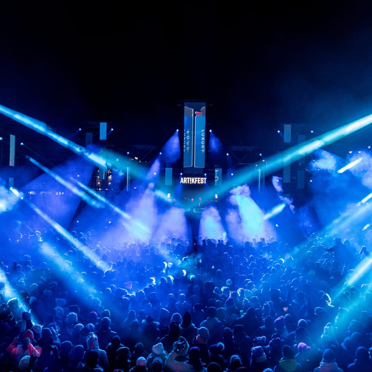 Electro show illuminated in blue at ArtikFest.