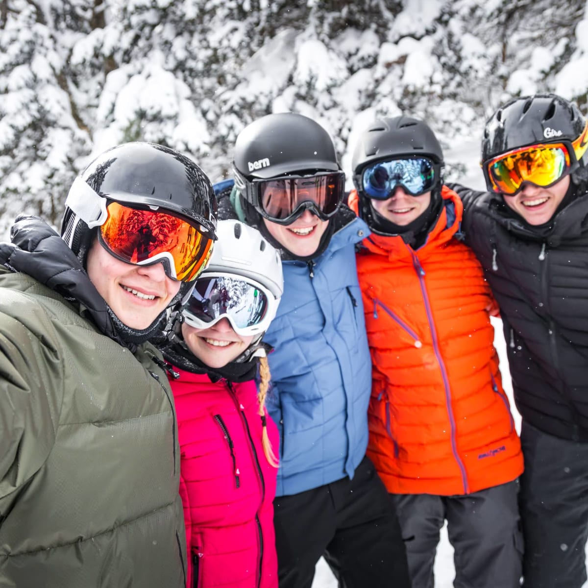 Group of friends on skis.