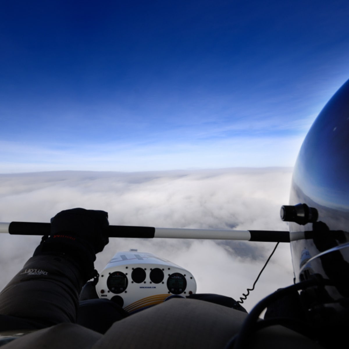 Motorized ultralight flight in winter.