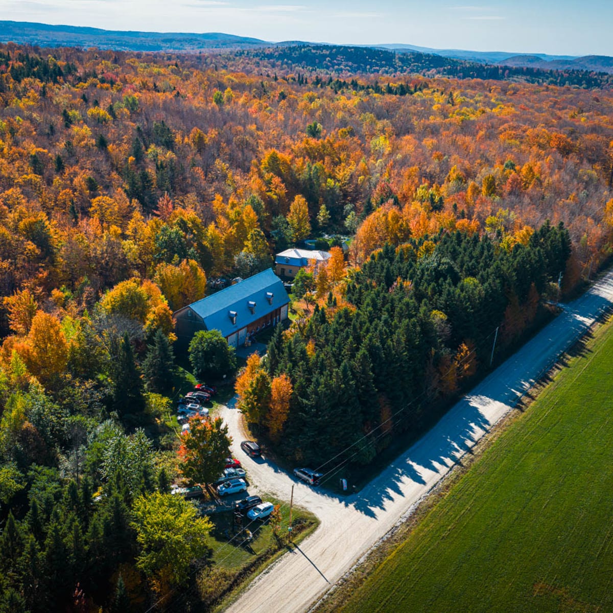 Aerial view of an autumn scenery - La Balade Gourmande.