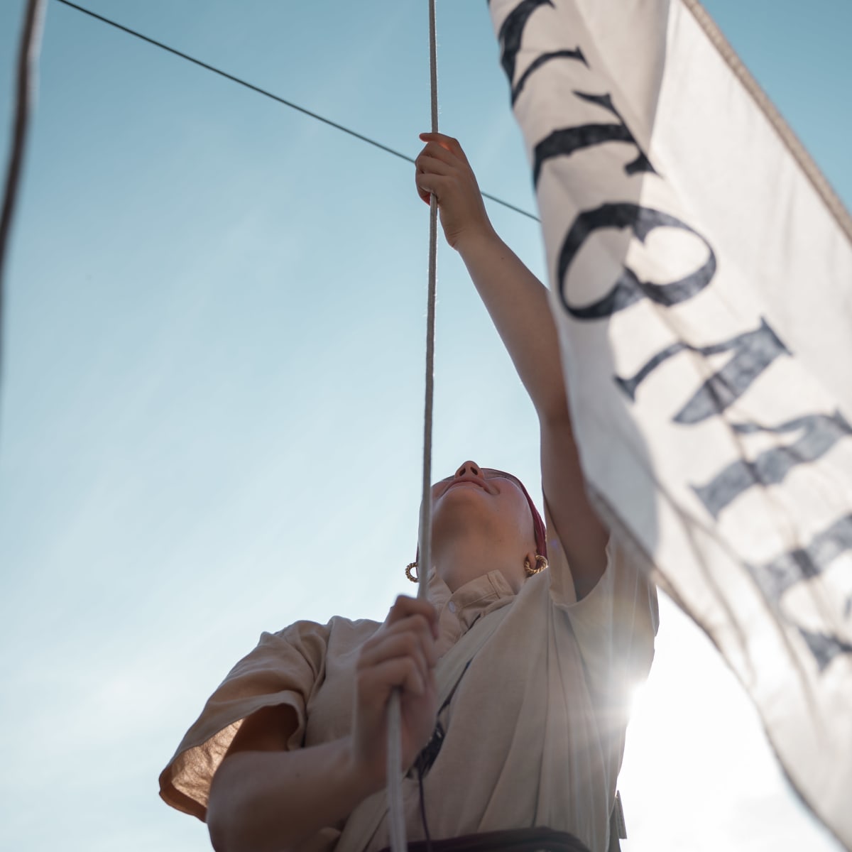  The pirate-host raises the Bateau Fantôme flag in Montreal's Old Port