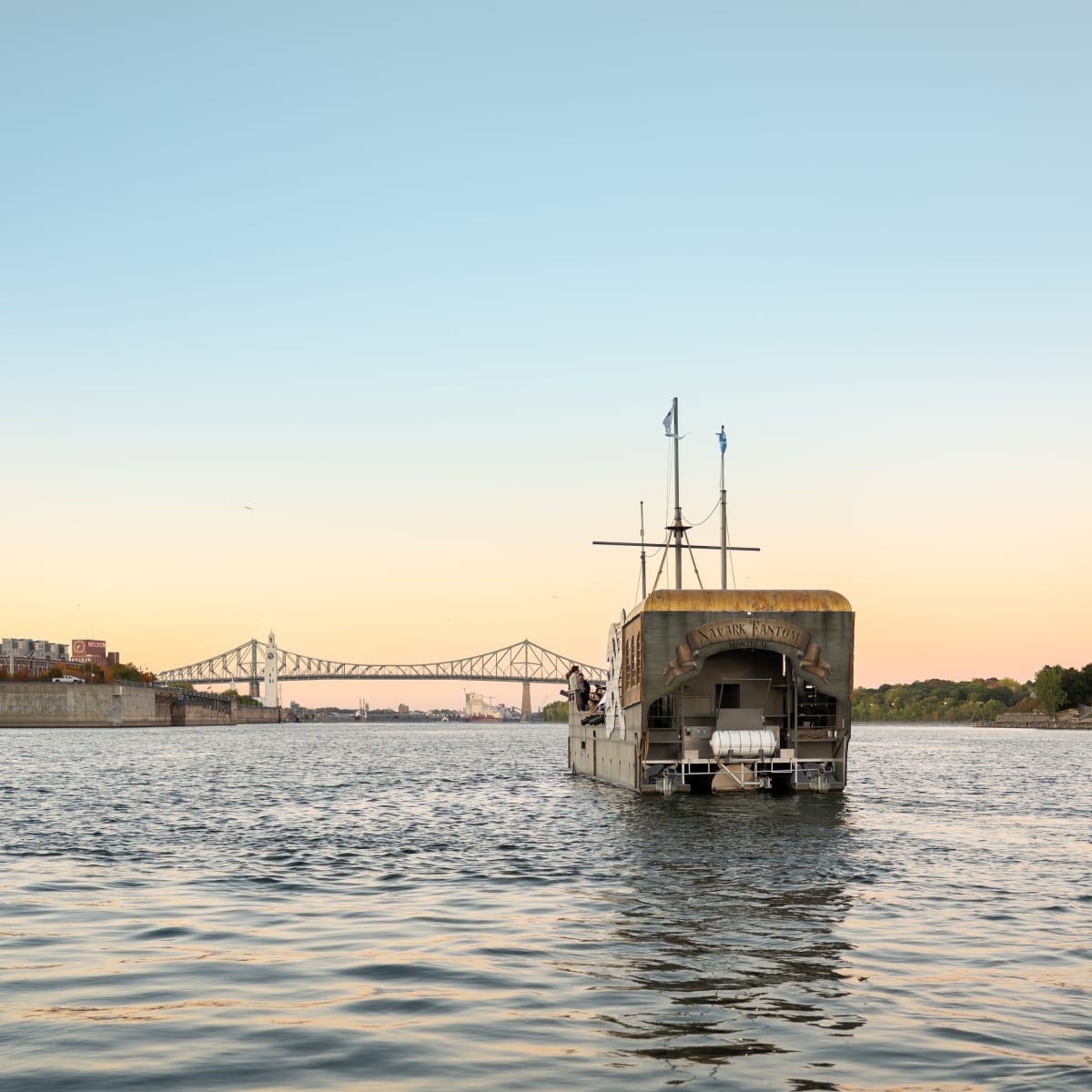  View of the Bateau Fantôme of Old Montreal sailing on the St. Lawrence River