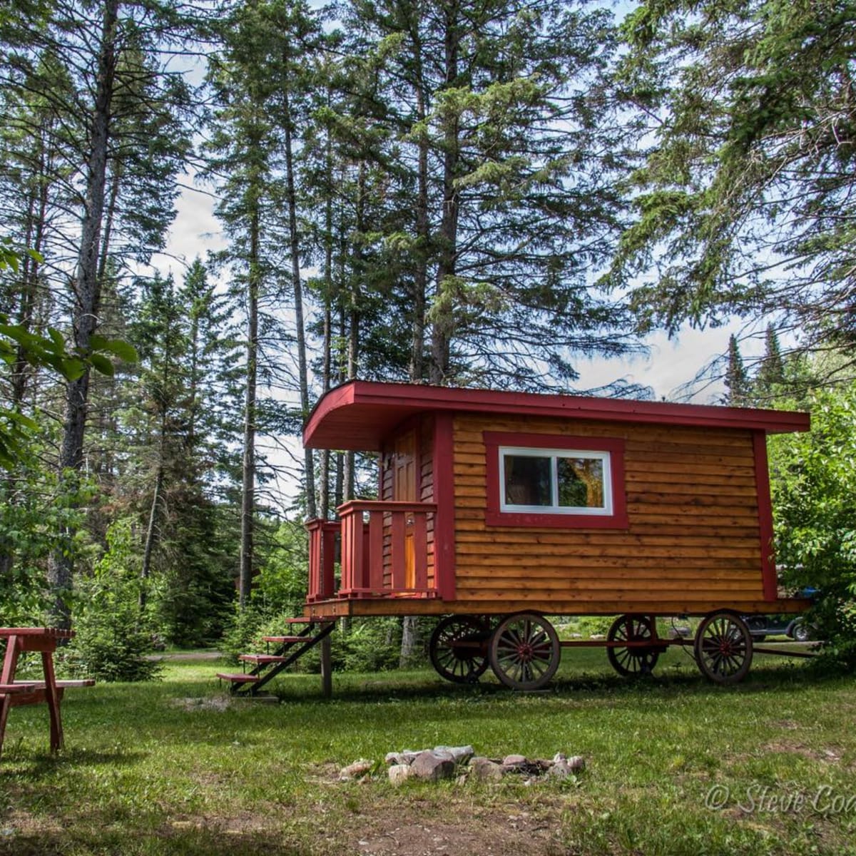 Bohemian gypsy caravan in summer. 