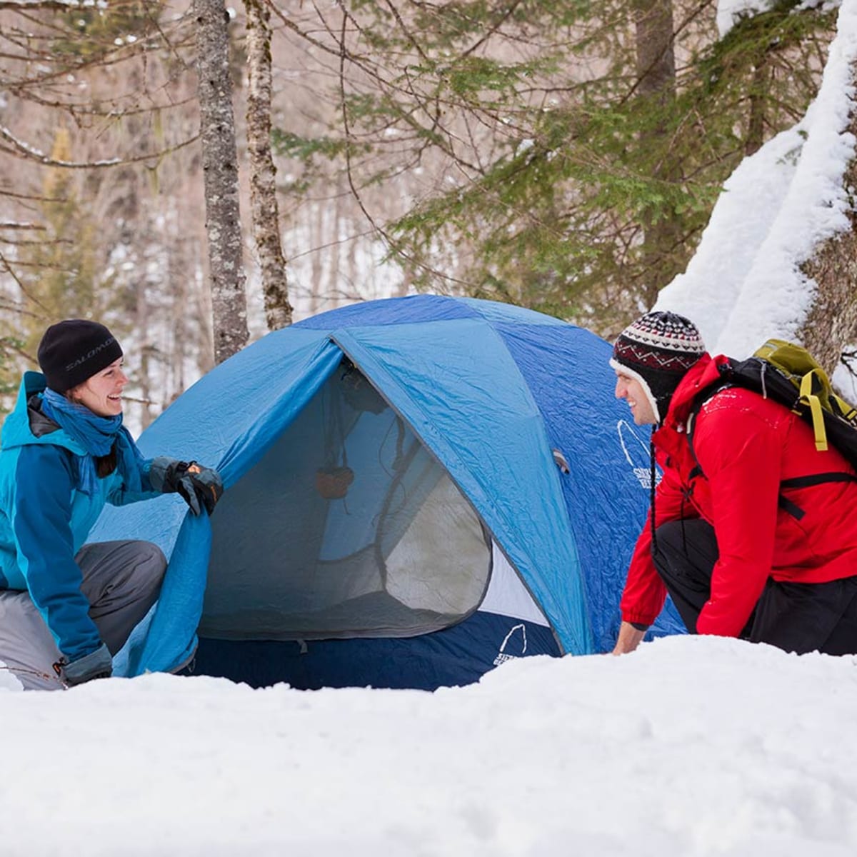 Camping hivernal au Parc national de la Jacques-Cartier.