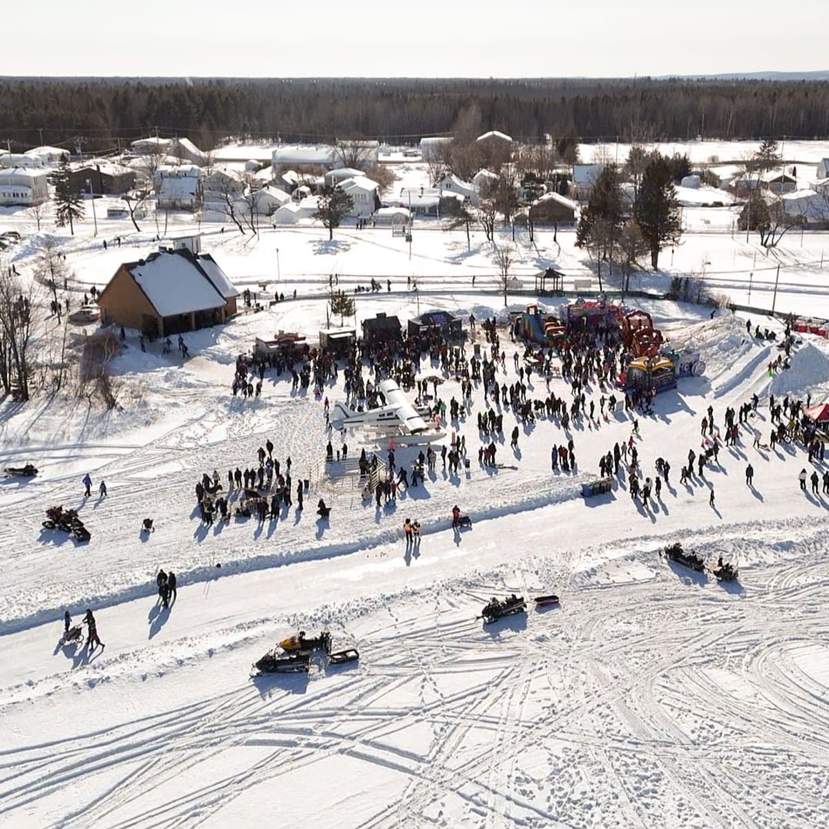 Aerial view of the Carnaval D'hiver du lac a la tortue.