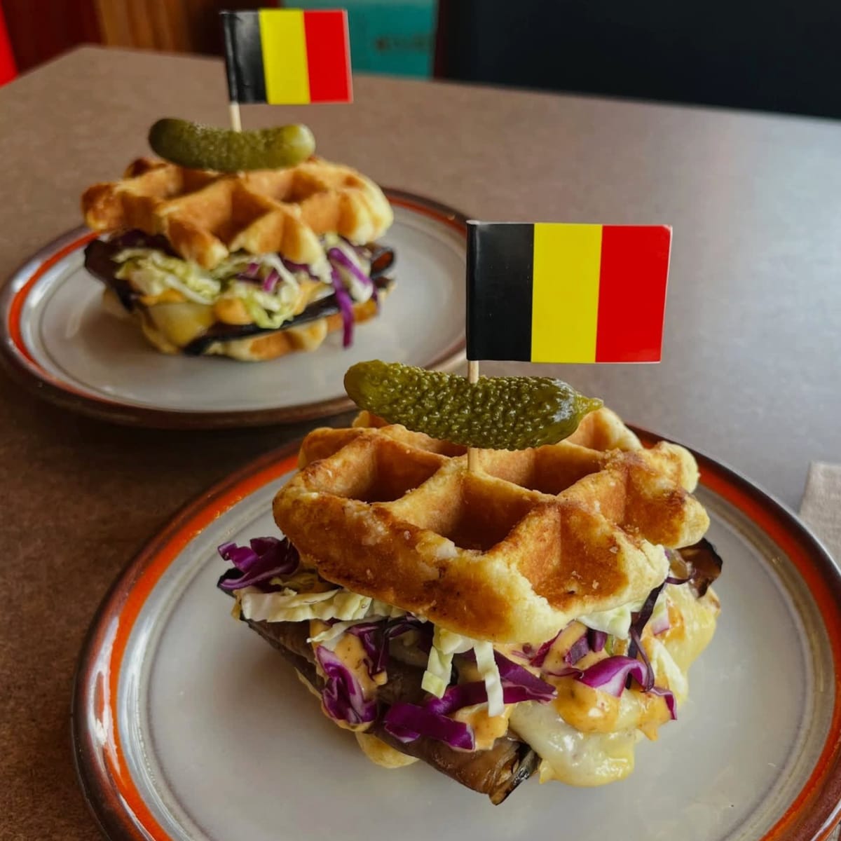 Liège-style waffle sandwiches. 