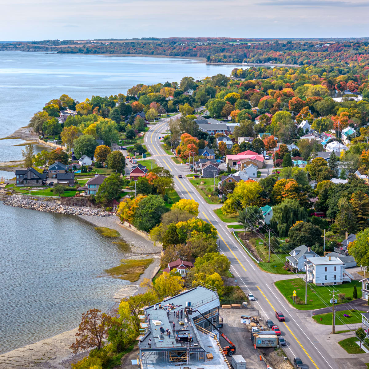 Aerial view of Neuville, on the Le Chemin du Roy circuit.