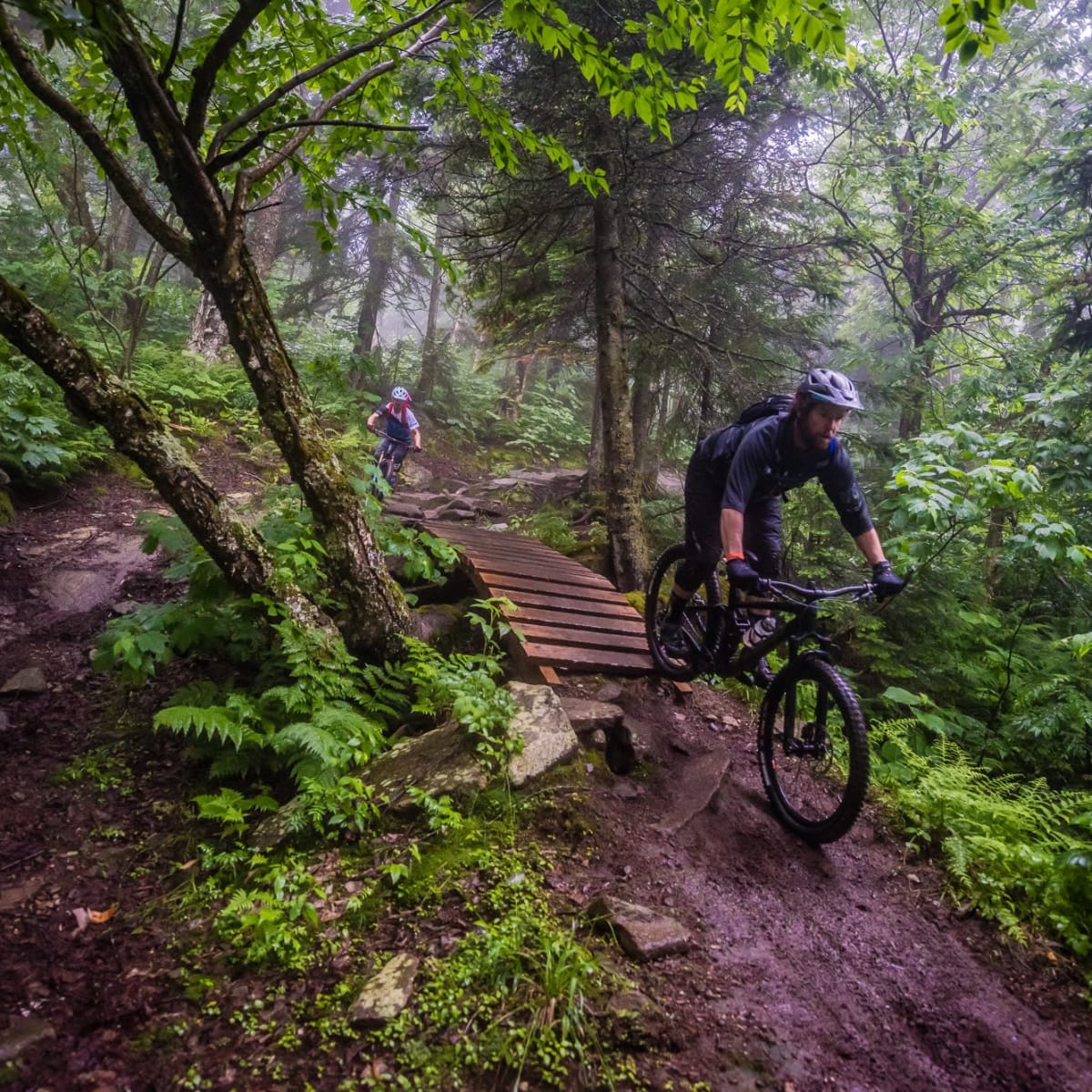 Mountain biking.