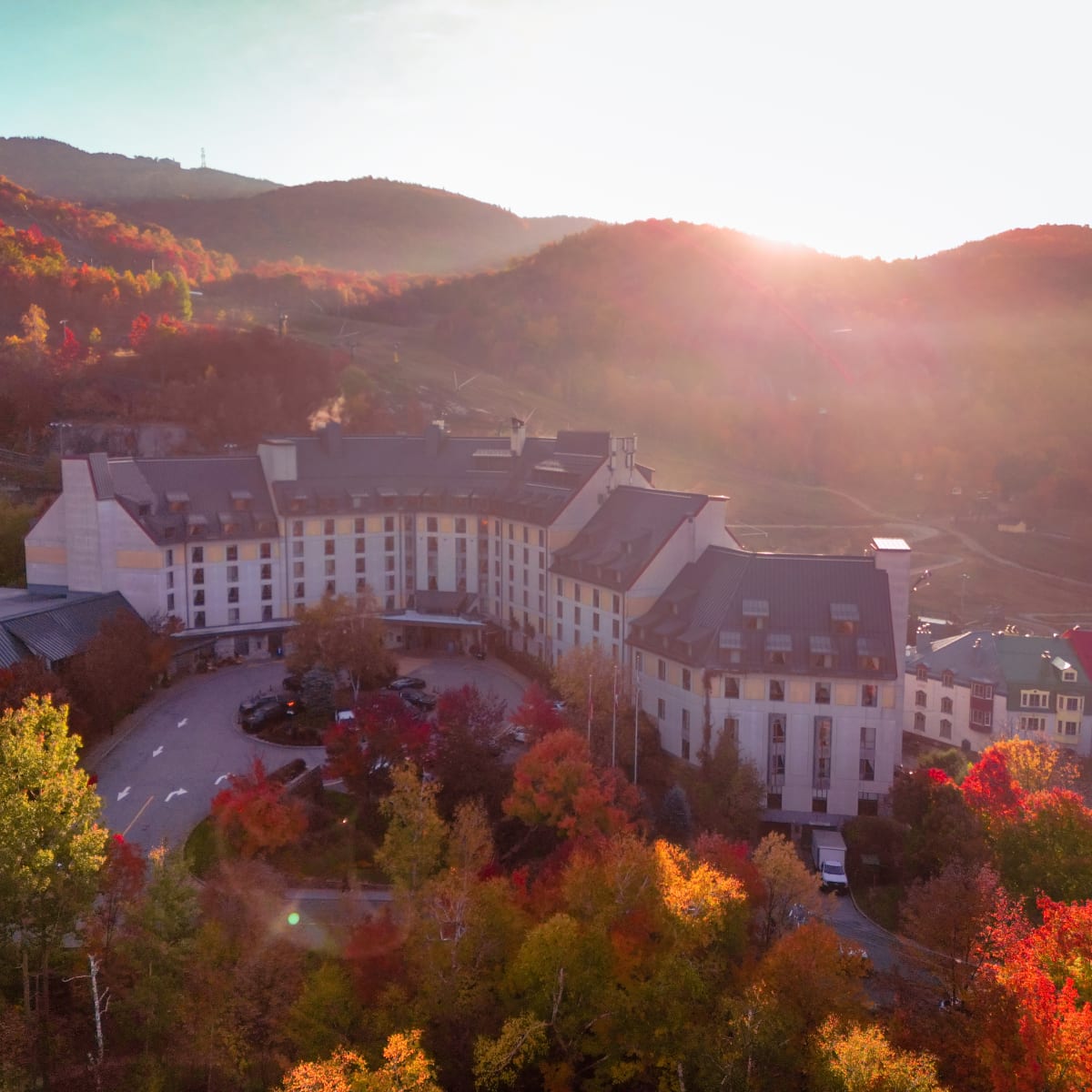 Exterior of Fairmont Tremblant in autumn