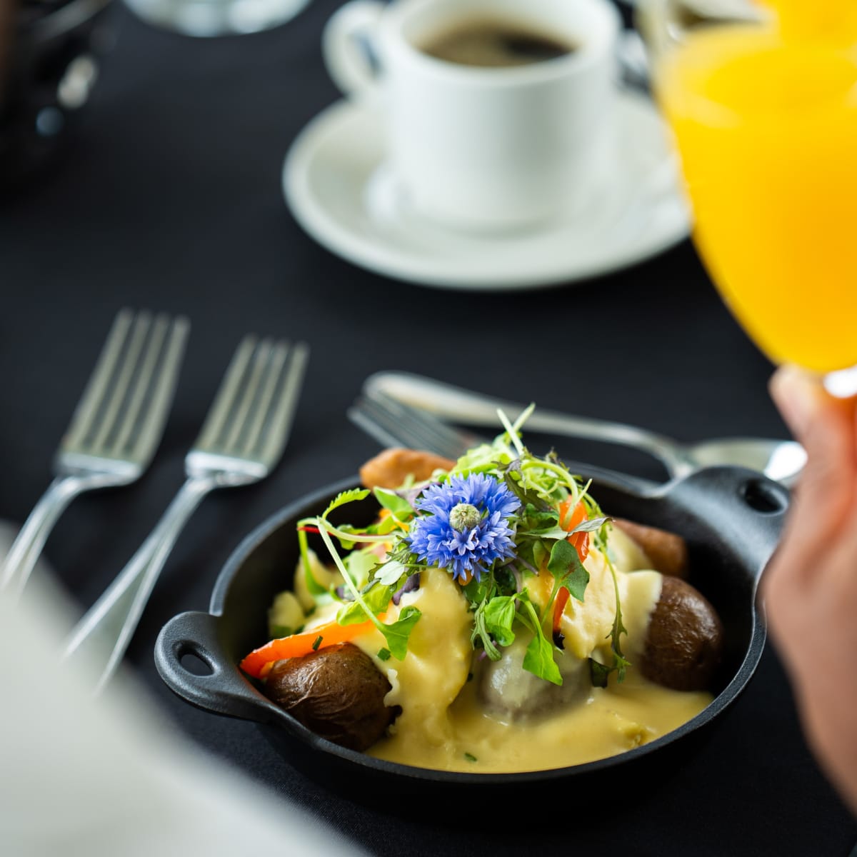 Assiette de brunch à bord du bateau de Croisières AML.