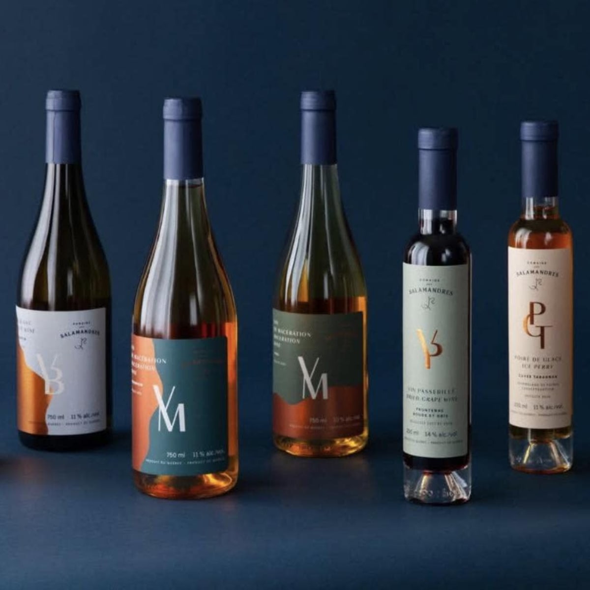 Une sélection de vins du Domaine des Salamandres en Montérégie.