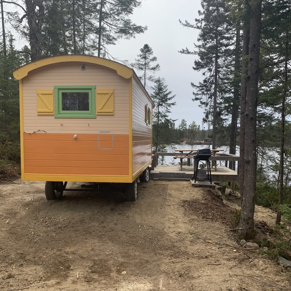 Bohemian gypsy caravan in summer. 