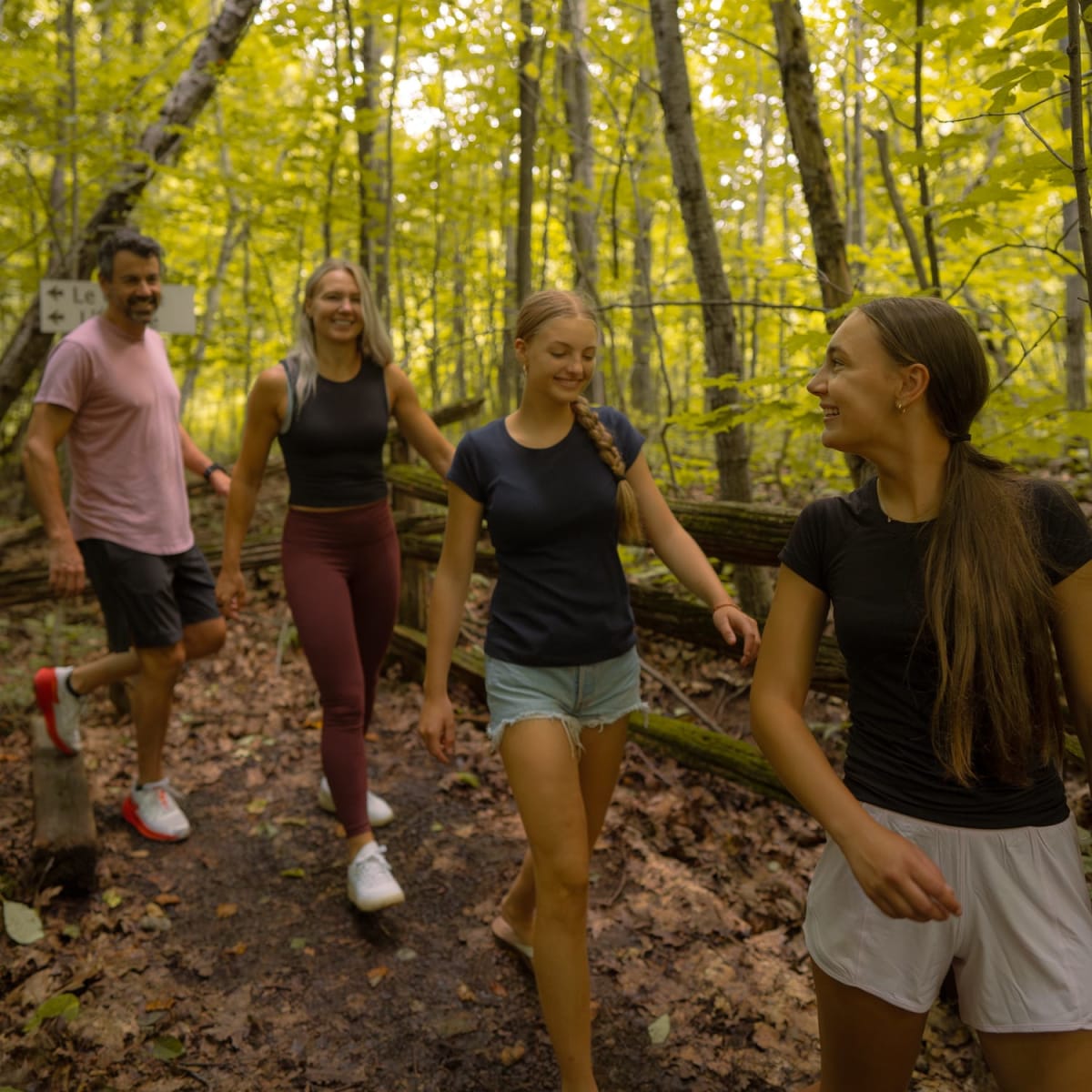 Hiking in the forest at Domaine Joly-De Lotbinière.