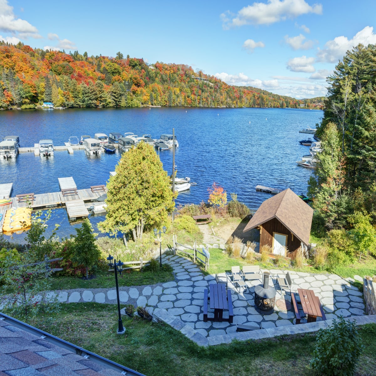 Marina in the fall at Viking Resort.
