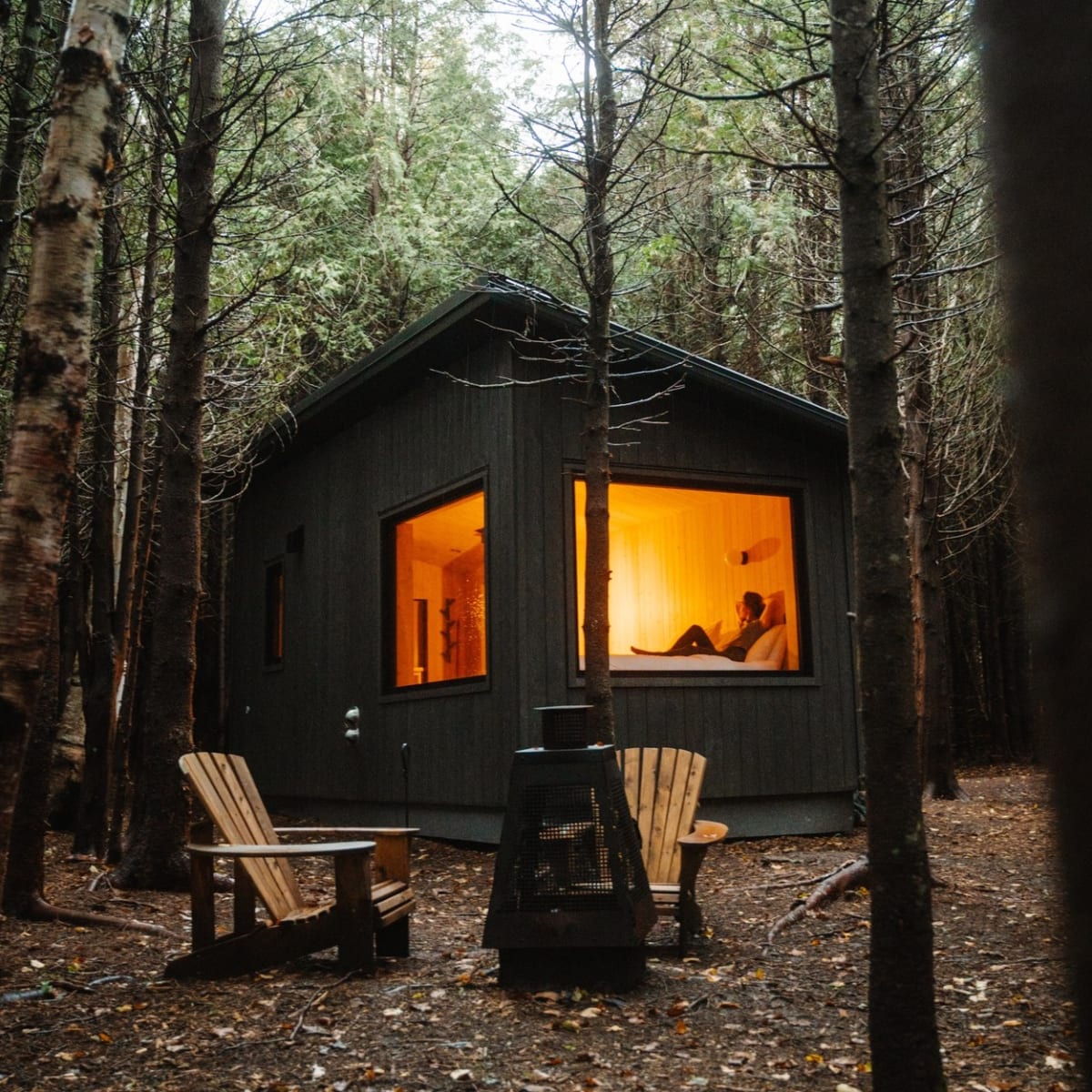 Une cabine ÈST Éco-cabines l'été.