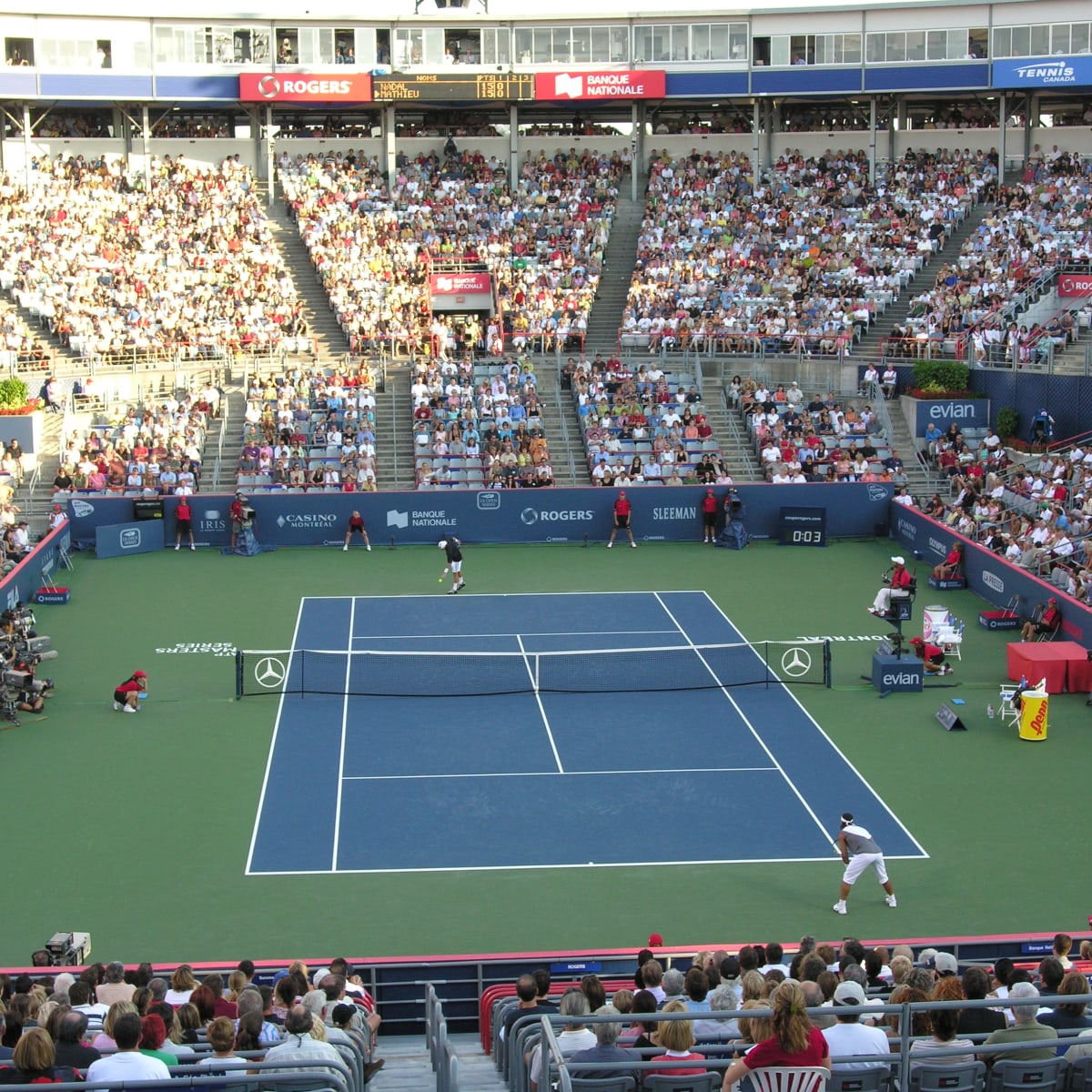 Aerial view of a tennis court