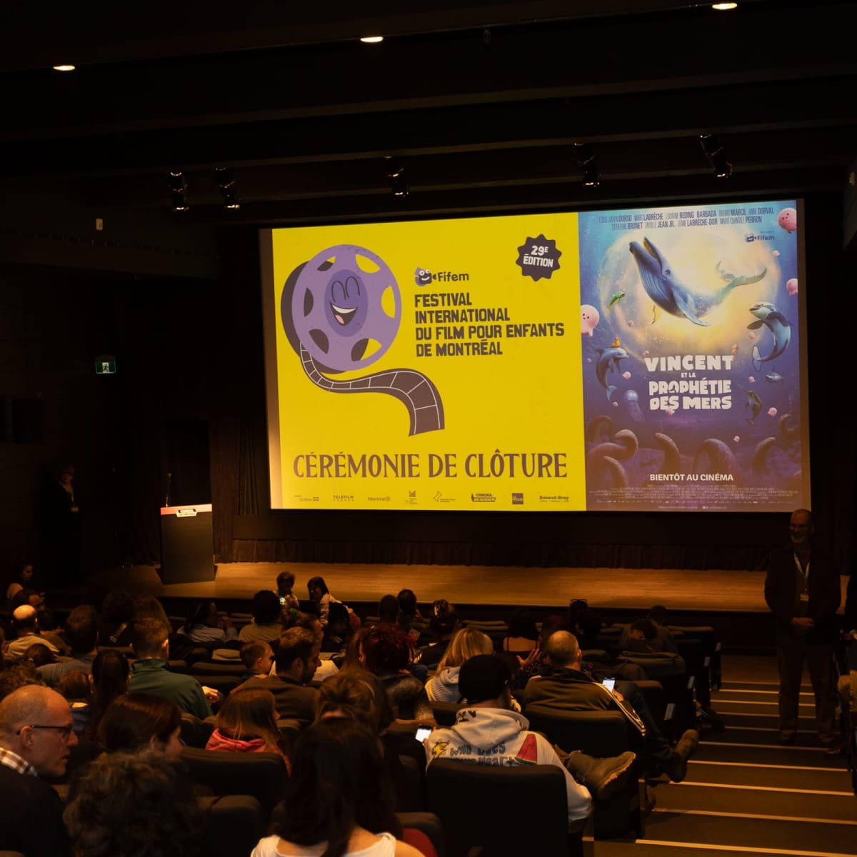 Audience of the Montreal International Children's Film Festival (FIFEM) at the Museum Cinema