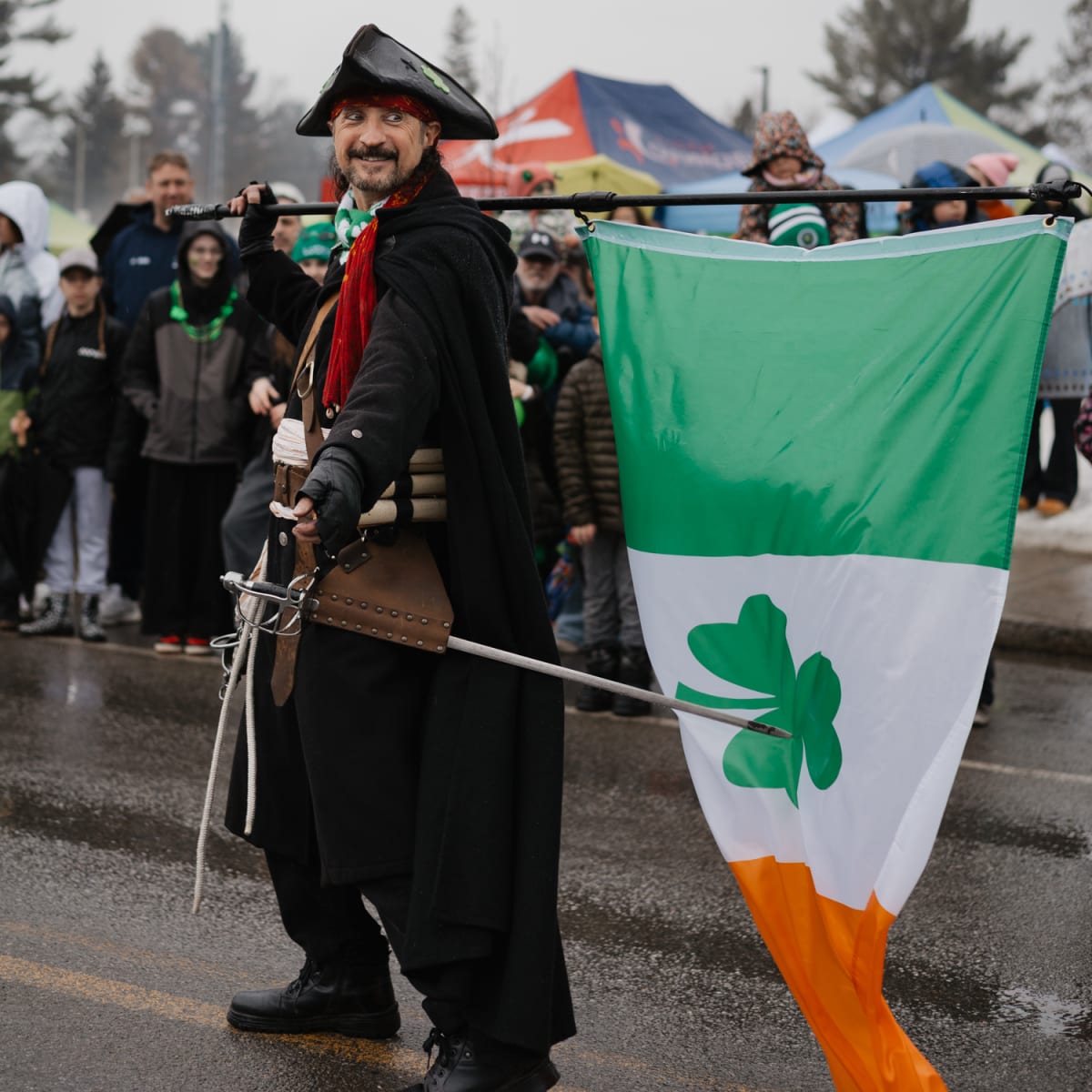 Pirate with an Irish flag.