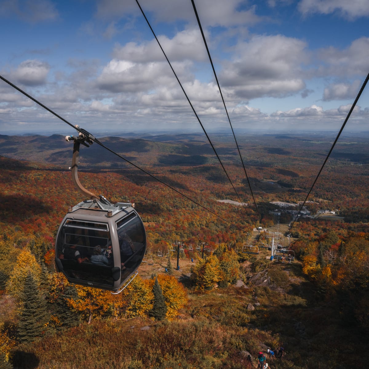 Gondola lift in an autumn-coloured landscape
