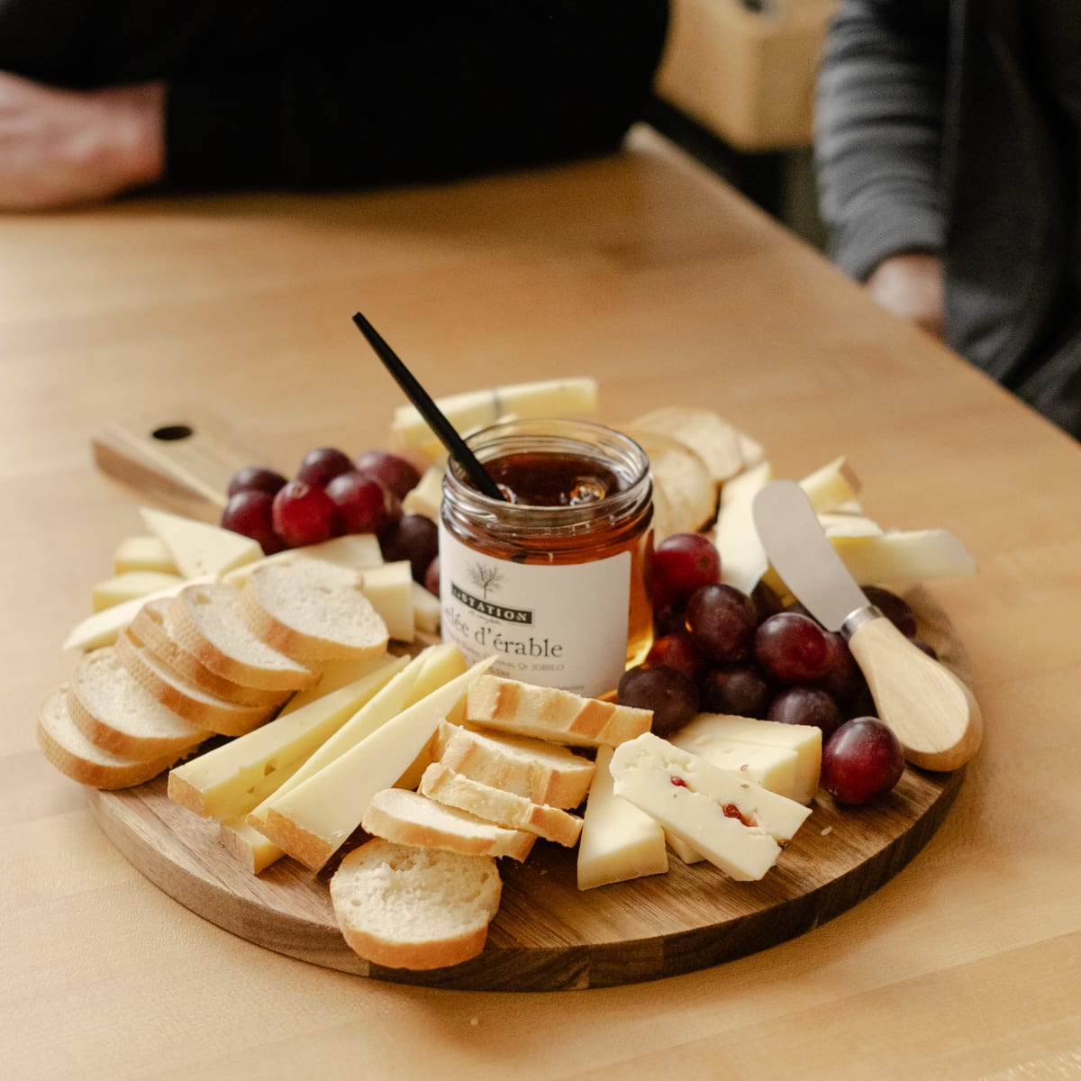 Assorted cheese platter.