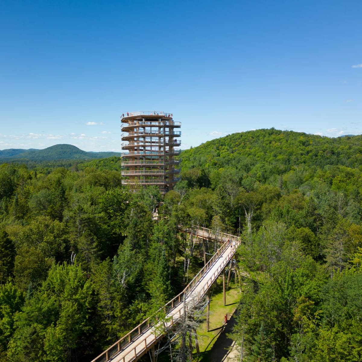 Aerial view of the observation tower at Sentier des Cimes.