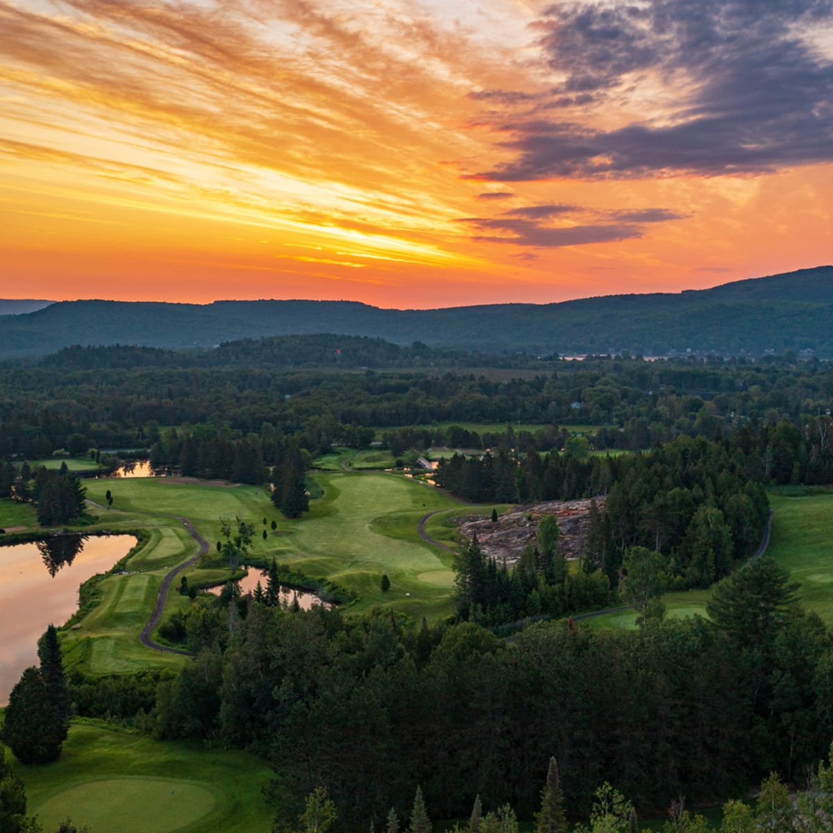 Golf Matha course with a sunset.