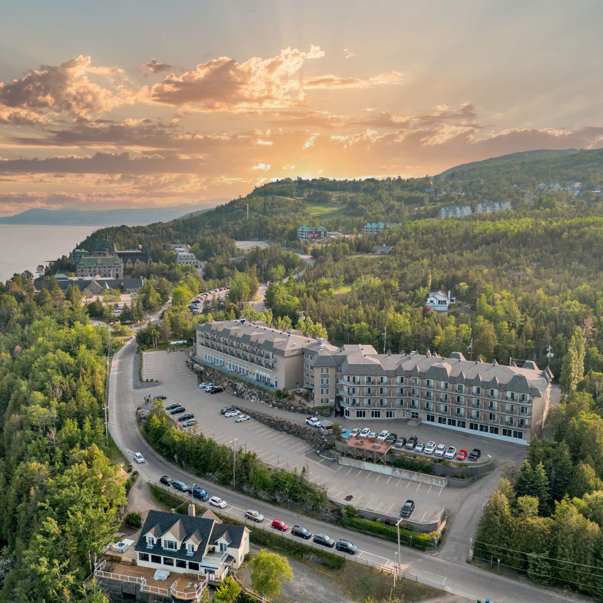 Aerial view of Petit Manoir du Casino à Charlevoix.
