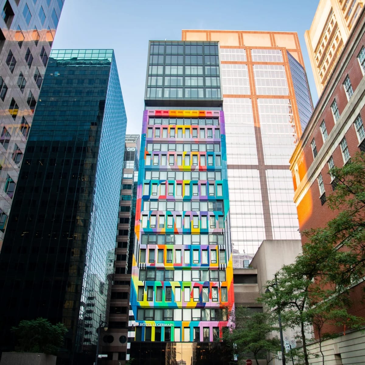 Le Germain Hotel Montreal - Tall, colorful building