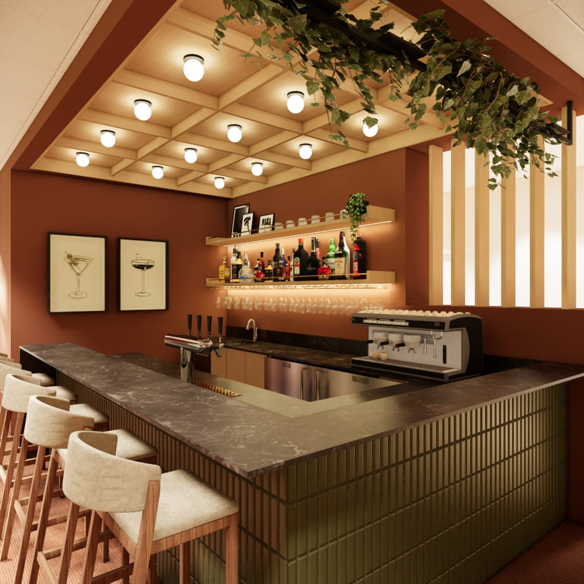 Bar at the Jouvence Inn.