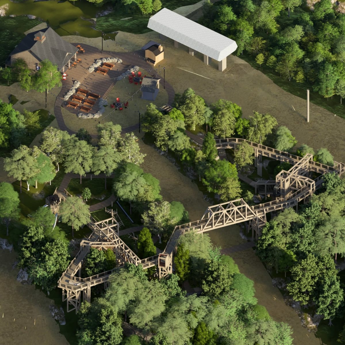 Aerial view, La Place des Sommets.