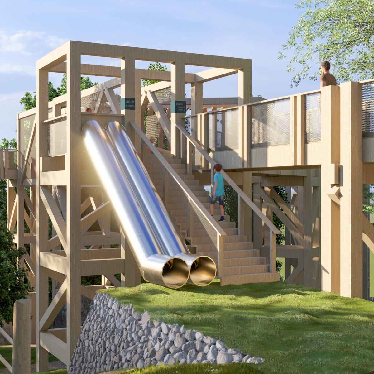 Slides for kids, La Place des Sommets.