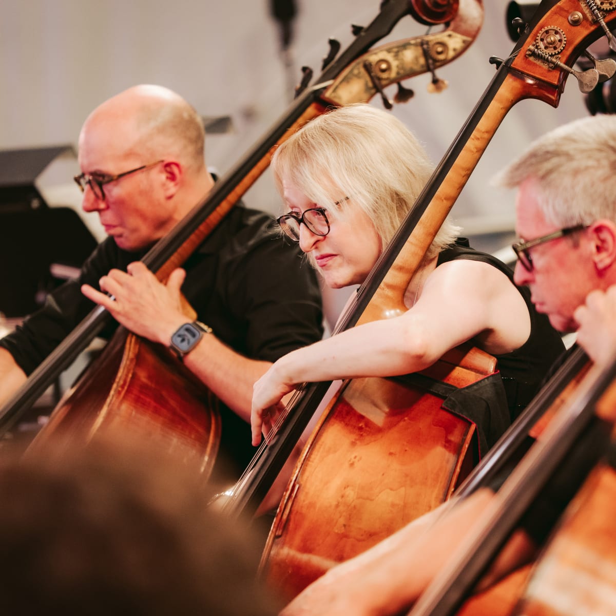 The Metropolitan Orchestra playing instruments.