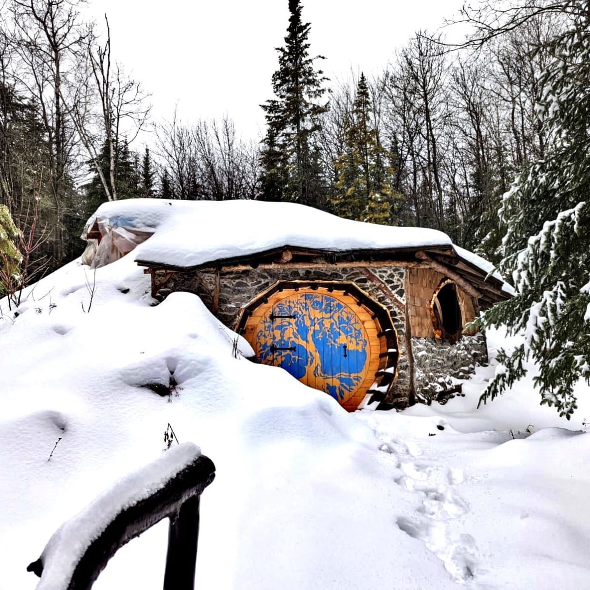 Hobbit House in winter.