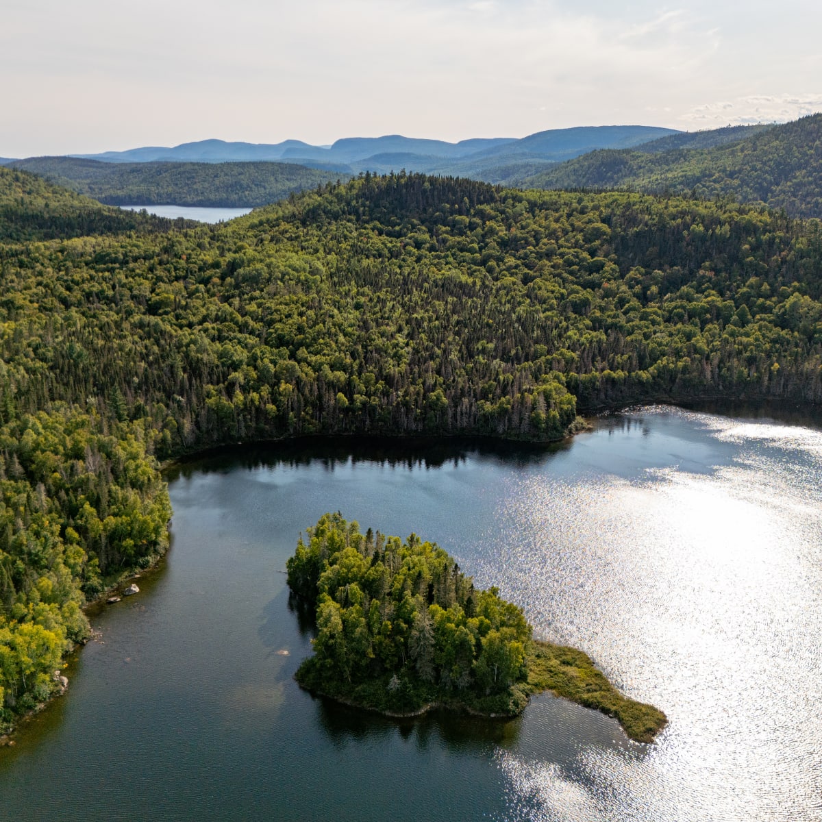 Aerial view of the Pourvoirie Lacs Roger et Faucille.