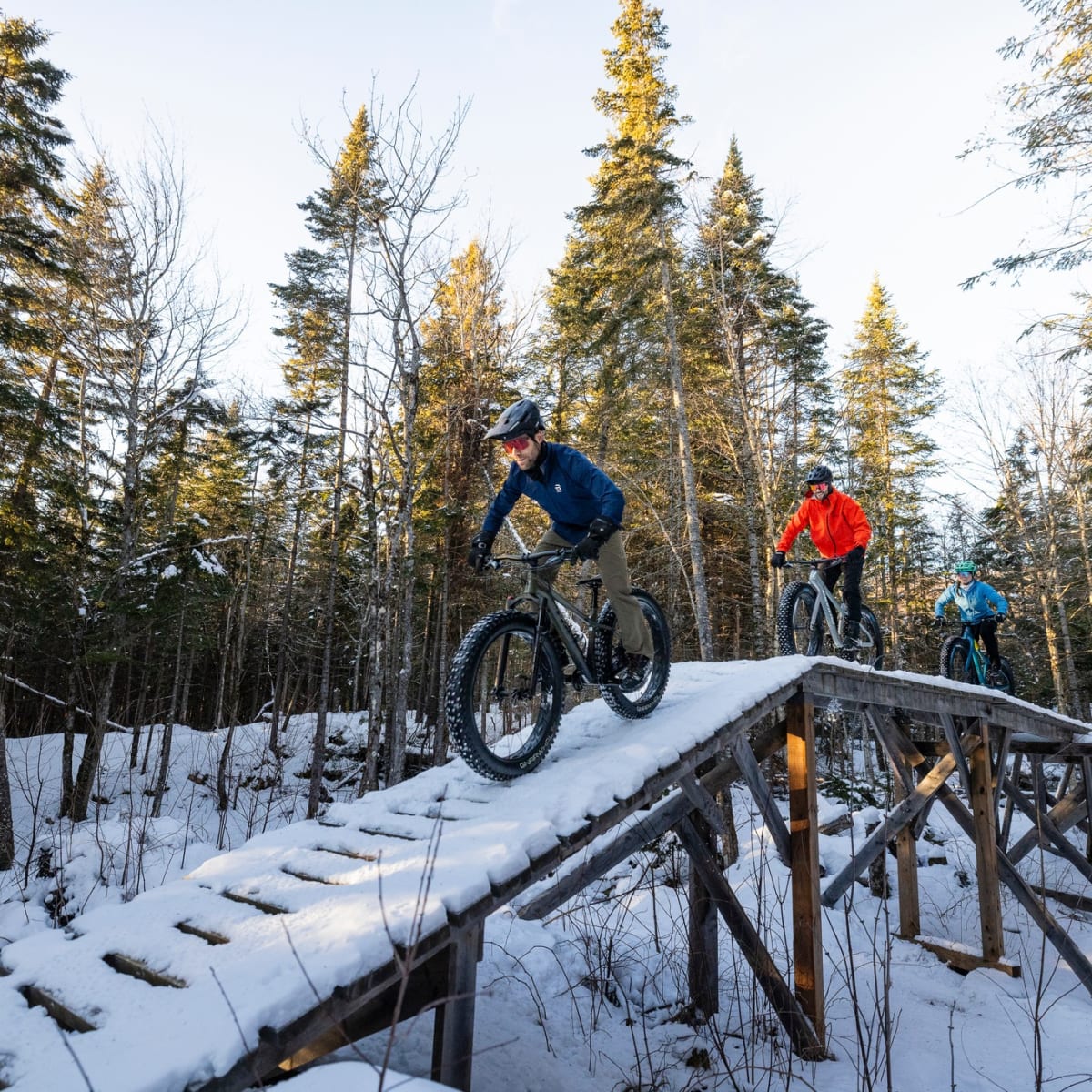 Fatbike in winter at Les Sentiers du Moulin.