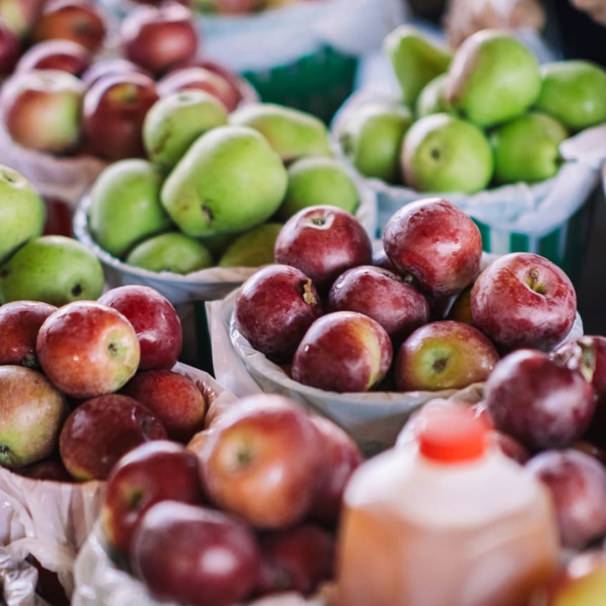 Boxes of apples from local producers