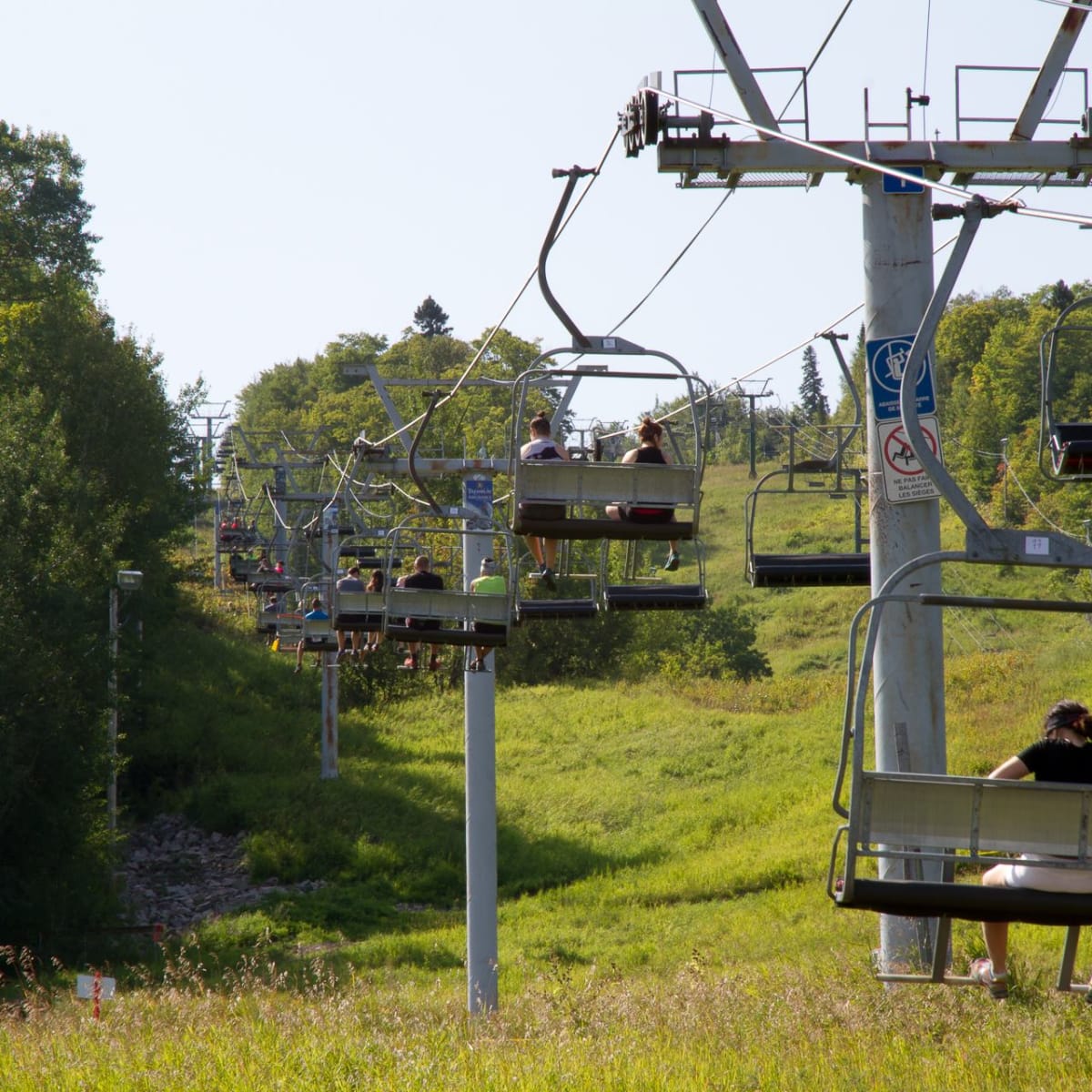 Chairlift in summer at Mont Lac-Vert.