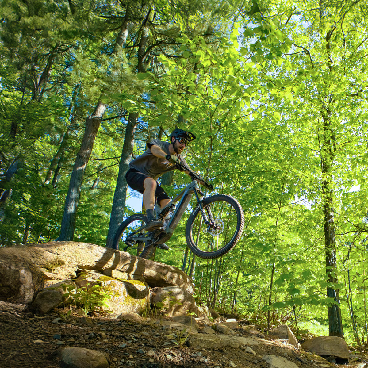 Biking at Mont Rigaud.