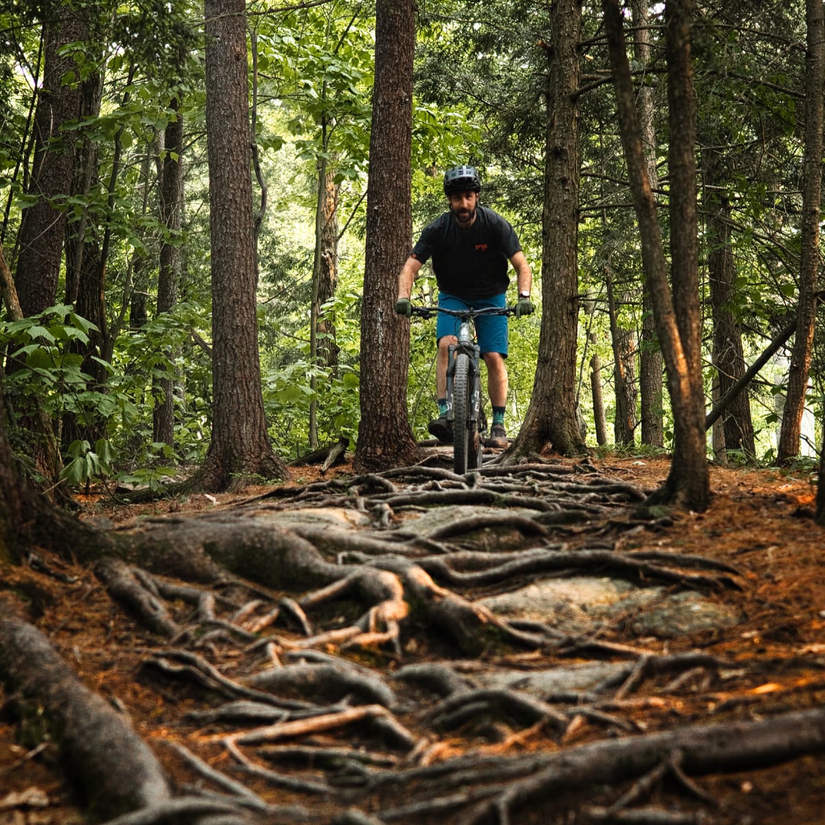 Biking at Mont Rigaud.