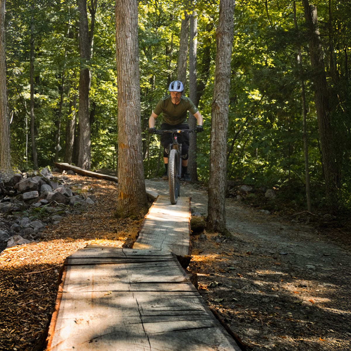 Biking at Mont Rigaud.
